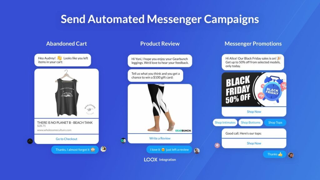 Send automated messenger marketing campaigns (Source: Recart)