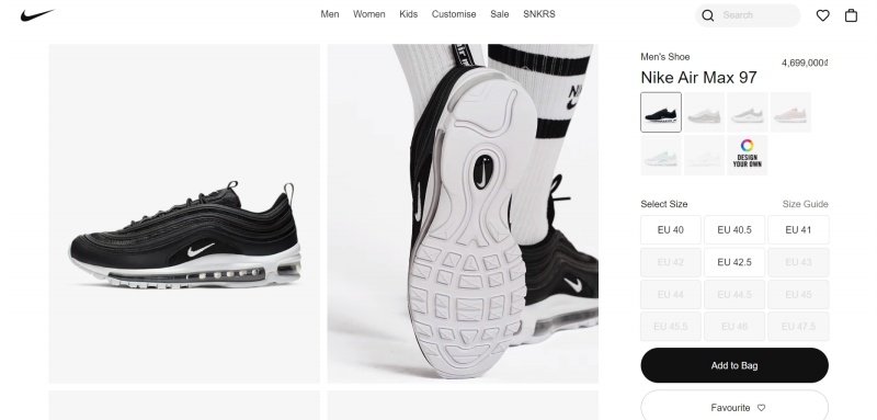 Nike is a fine example of optimized product landing pages: great photos, relevant details, and a clear CTA