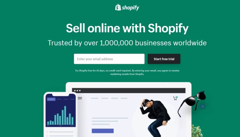 Shopify knows how to make a solid landing page. Keywords and clarity are stand-out features here