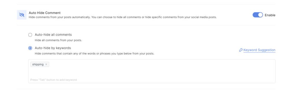facebook auto hide comments