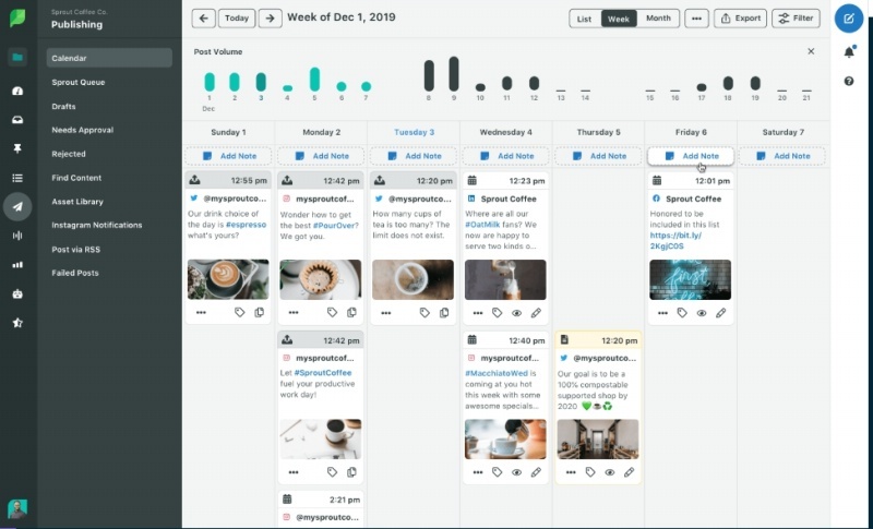 Socialsprout’s content calendar allows you to save time and money on marketing.
