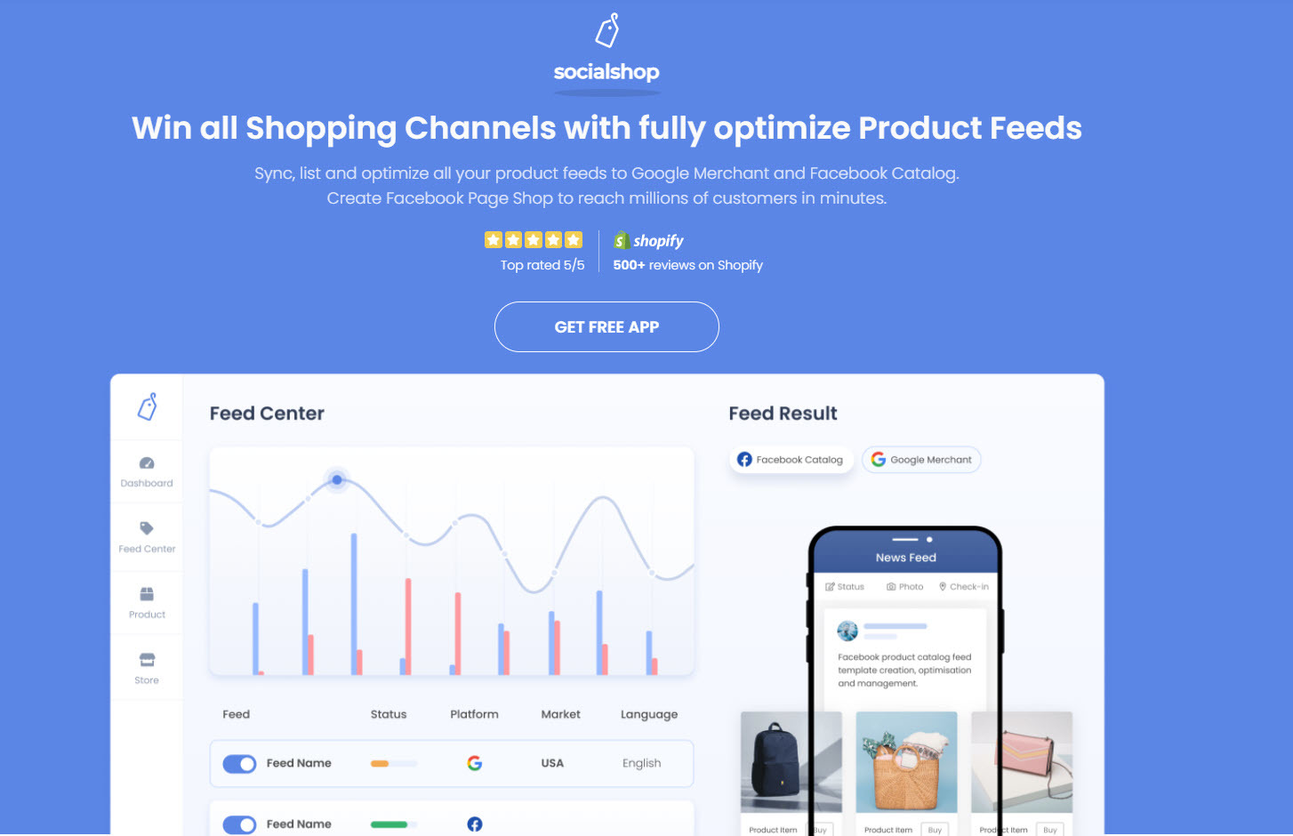 Shopify has various apps such as Socialshop to support users sell across channels