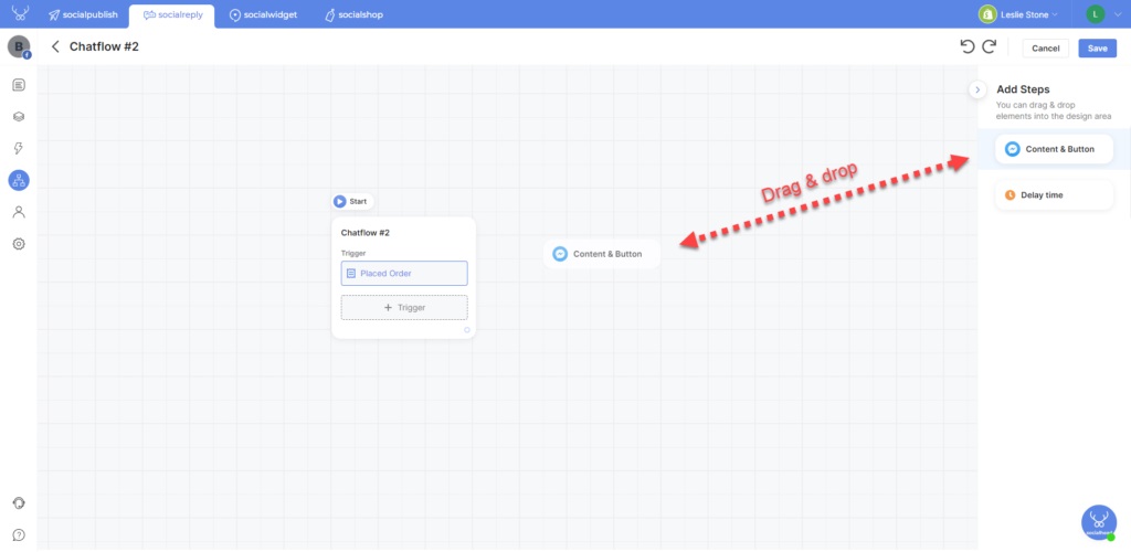 Drag & drop to add more triggers