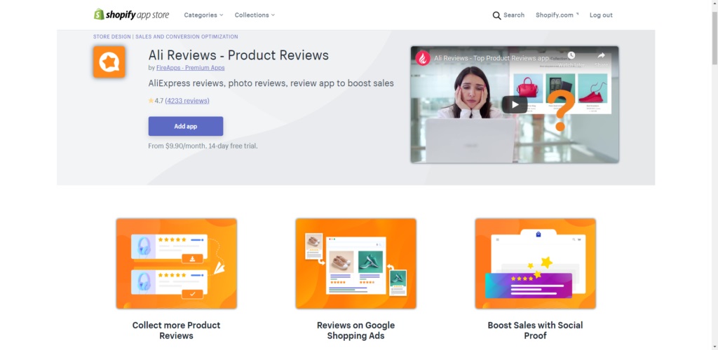 Ali Review, one of Shopify apps to increase sales