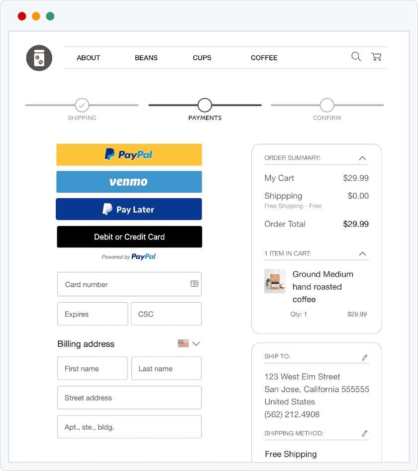 Provide different payment options directly on the check out page or even the product page