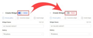 Pause or active your widget easily when you create it - Socialwidget V2.1