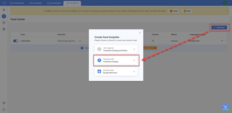 Connect to Facebook catalog