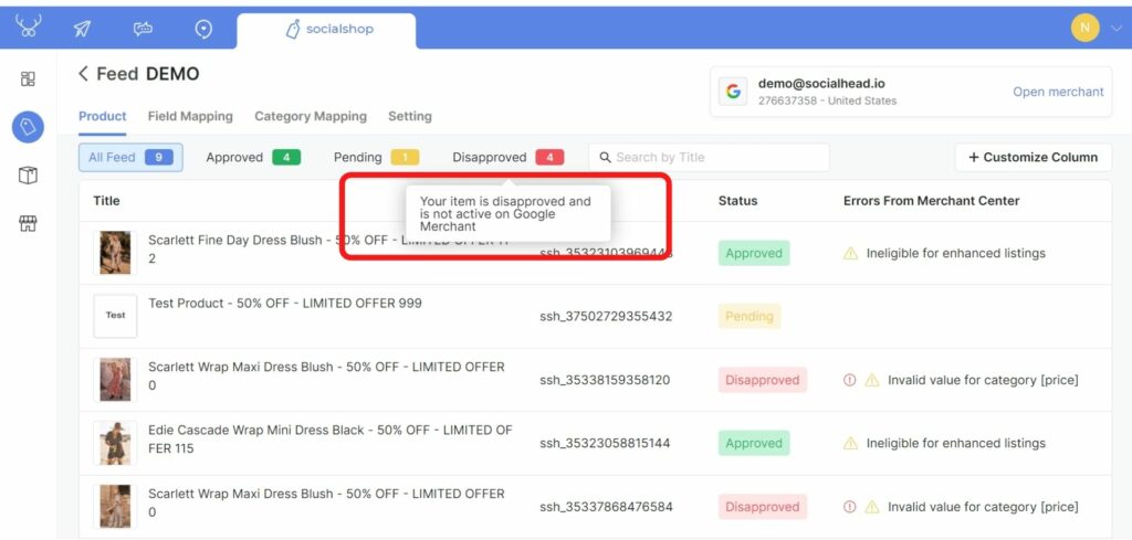 Tracking, optimizing and syncing across Facebook Catalog with Socialshop