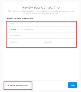 Add your business contact information