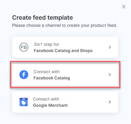 Choose to connect with Facebook Catalog - Sync Shopify Products to Facebook