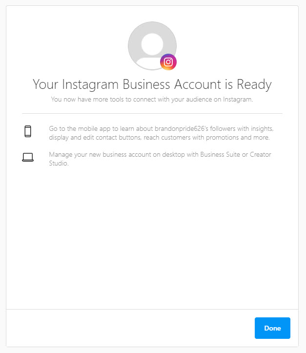 Now, your Instagram business account is ready
