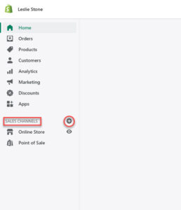 On the homepage, click on the ‘+’ to add a new sales channel