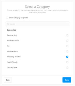 Pick the category for your business