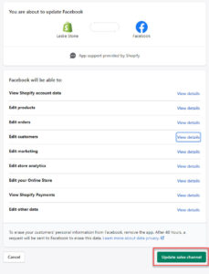 You are about to update Facebook. Click on the button to continue