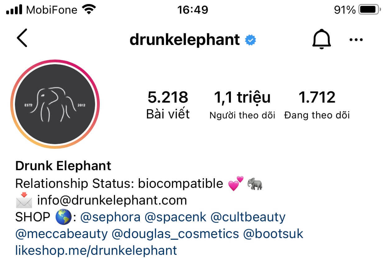 Seriously, a bio like this tells a lot about your brand