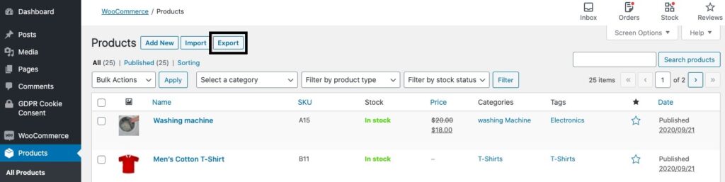 Step by step guide of how to export WooCommerce product feed