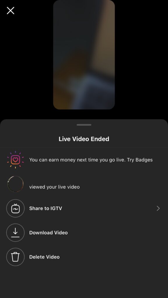 Choose to share your live video or just download it