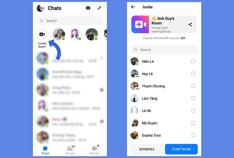 Create your Rooms on the Messenger app