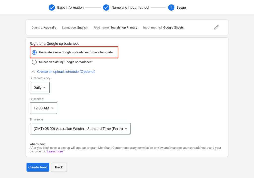 Generate a new Google spreadsheet from a template