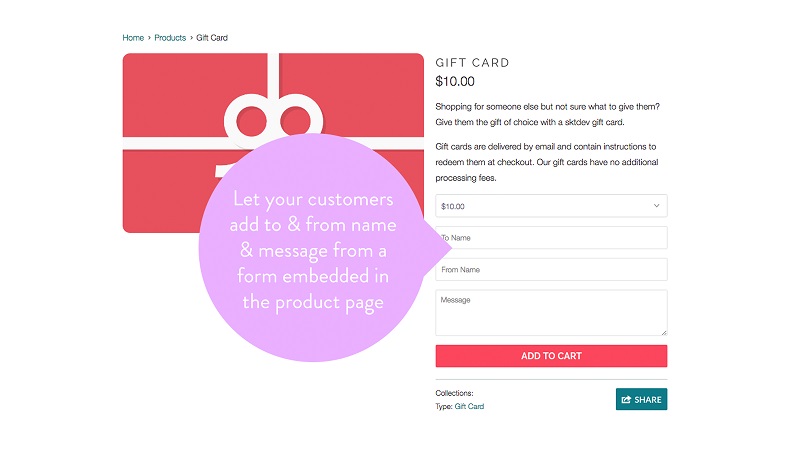 Another variation for Shopify gift card Apps from ShopKeeper. Source: Shopify