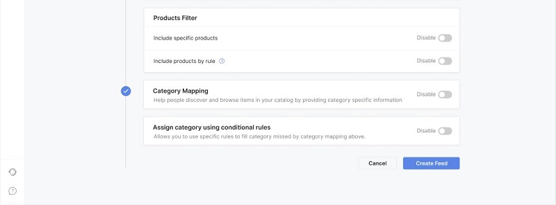 Manage your supplementary feed's product filters and category mapping