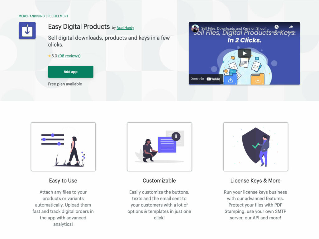 Easy Digital Products on Shopify app store