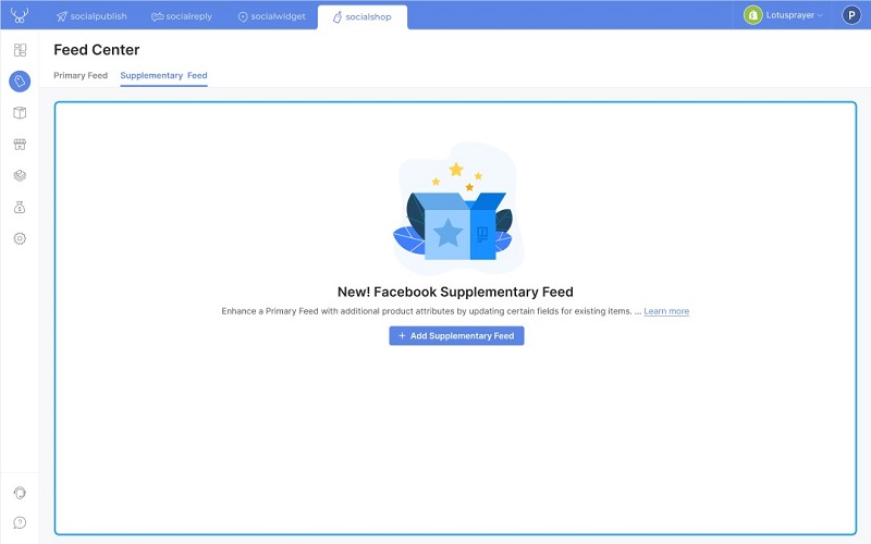 You can easily locate the Supplementary Feed in Socialshop V3.6