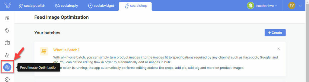 Feed image optimization section in Socialshop