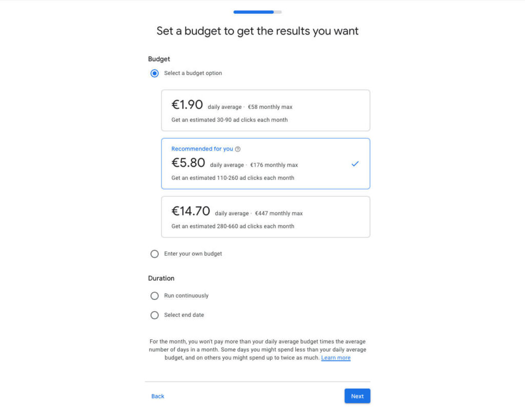 Set budget for Google Smart Shopping campaigns