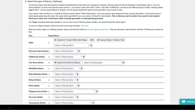 You can customize your spreadsheets for exporting 