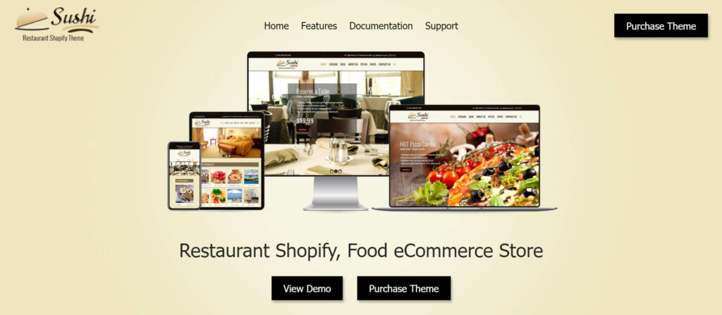 Sushi is one of those premium Shopify restaurant themes with elegant designs