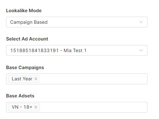 Select your ad account, your based campaign, and base adsets
